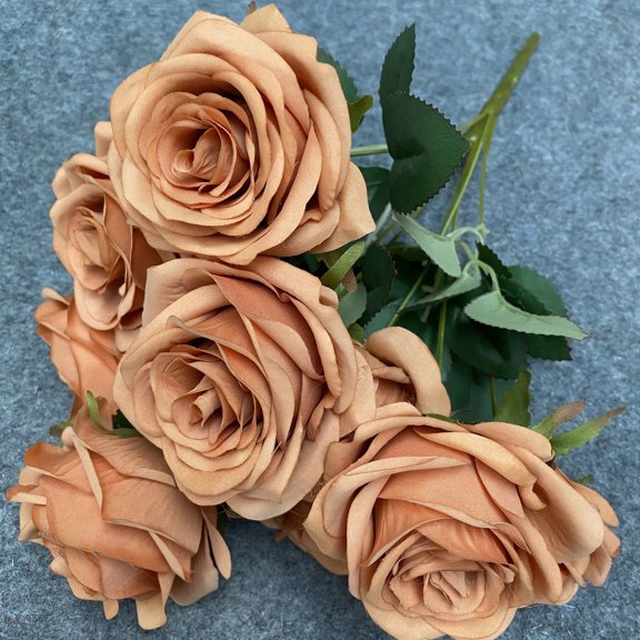 KUNPENG Artificial Flowers for Decoration, 3 PCS Multi-Head Silk Rose Bouquets for Wedding and Home Decor, Realistic Faux Flowers for Photography Props, 17.7", 3 Count