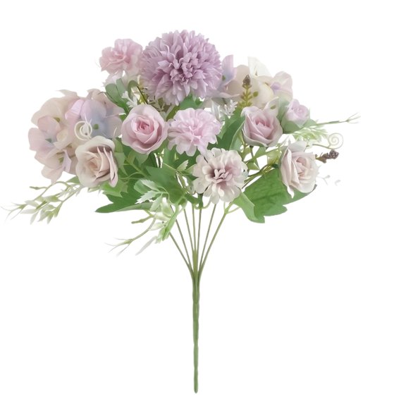 KUNPENG Artificial Flowers, Pompon Chrysanthemum Silk Flower Bouquet, 10.2 Inches, Mini Faux Mum Ball Floral Arrangement, Handheld Bridal Wedding Bouquet, Tabletop Vase Decor