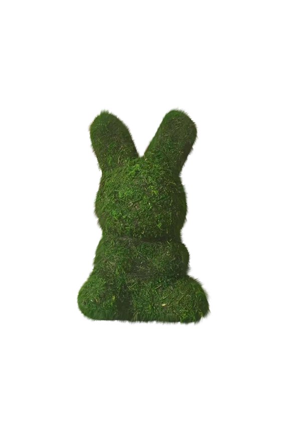 Artificial Moss Bunny and Bear Figurine - 8.6" Easter Decorations Flocked Green Rabbit Ornaments, Faux Moss Bunny Ornament for Spring Tabletop, Mantle & Shelf, Rustic Farmhouse Home Decor