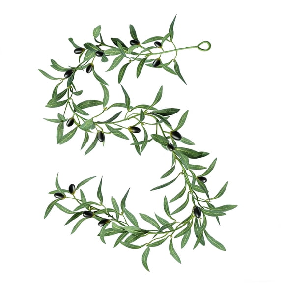 KUNPENG Artificial Olive Garlands for Fireplace Decorations, 6 Ft Mantel Olive Branch Garlands for Table Bedroom Wedding Decorations, Farmhouse Garlands for Spring Thanksgiving Decorations