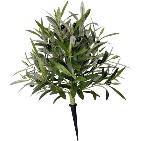 KUNPENG Artificial Olive Topiary, Real Touch Greenery Shrubs Micro Landscape Easy to Install Garden Stake for Planter Front Porch Home, Christmas Easter Decorations