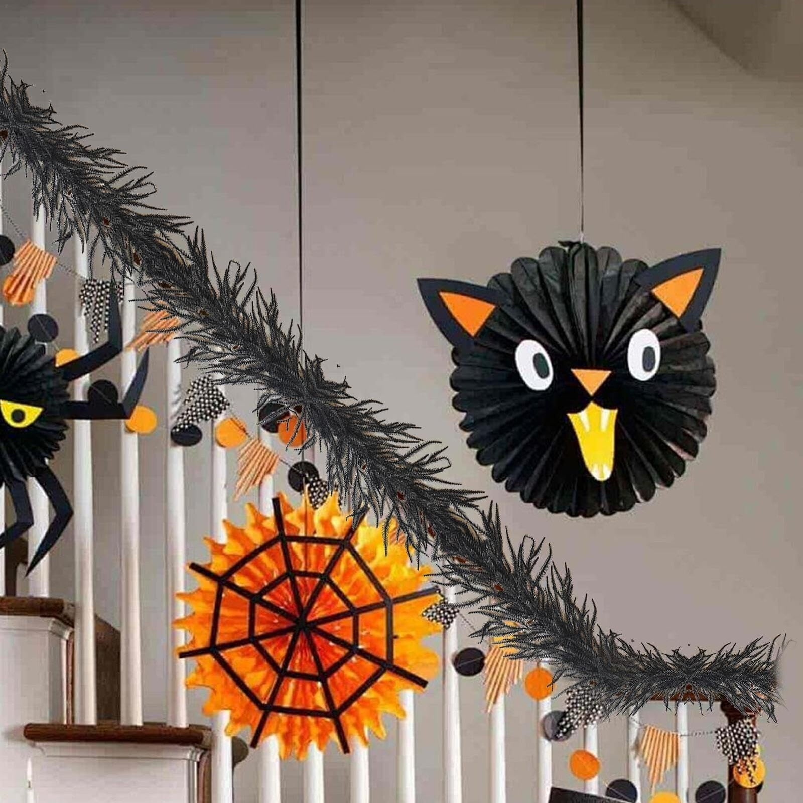 KUNPENG Black Faux Pine Garland, Artificial Norfolk Pine Garland ...