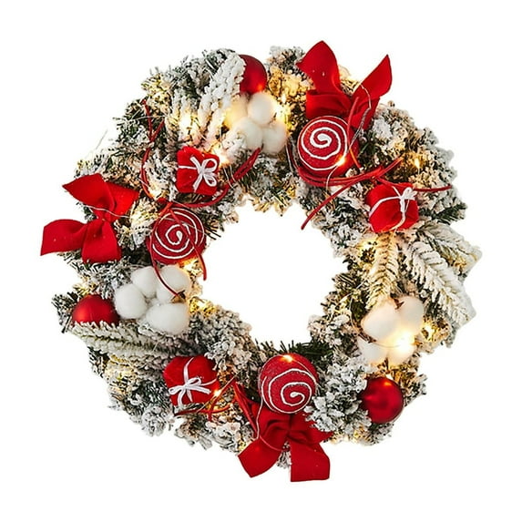 KUNPENG Christmas Wreath for Season 11.8" Artificial Xmas Wreath for Front Door Outdoor Indoor Winter Holiday Decor