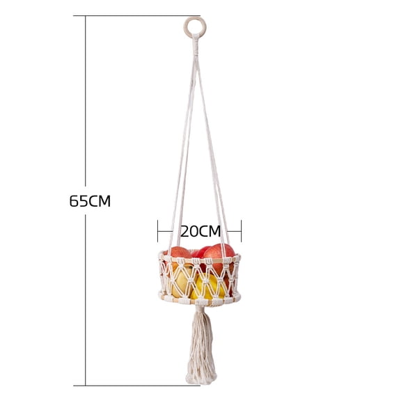 KUNPENG Cotton Rope Boho Hanging Fruit Basket, Macrame Kitchen Storage Hammock for Vegetables & Pantry, Woven Produce Organizer for Wall Hanging Decor, 1/2/3 Tier Styles