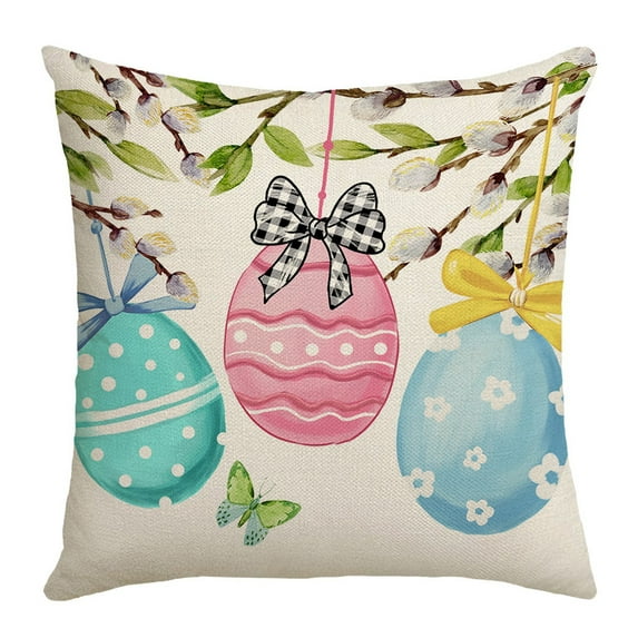 KUNPENG Easter Pillow Cover 18x18 Double-Sided Print, Spring Rabbit Decorative Throw Pillow Case, Cozy Winter Holiday to Spring Transition Cushion Cover for Sofa & Couch (No Insert)