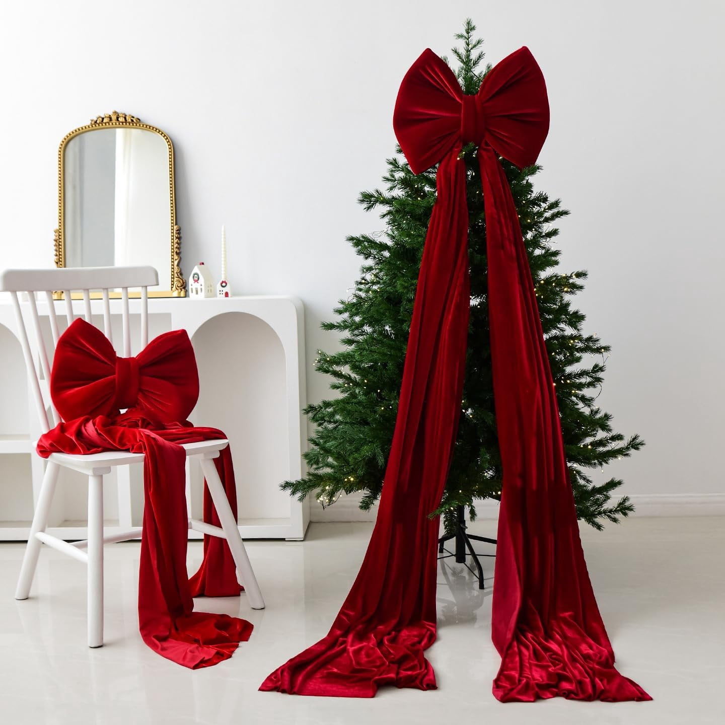 KUNPENG Extra Large Christmas Tree Topper Bow 79 x 16 Inch Giant Red ...