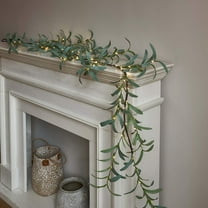 KUNPENG Feel Touch Olive Garland, Artificial Greenery Twig Vine Garland for Easter Spring Fireplace Mantle Decoration Indoor Outdoor