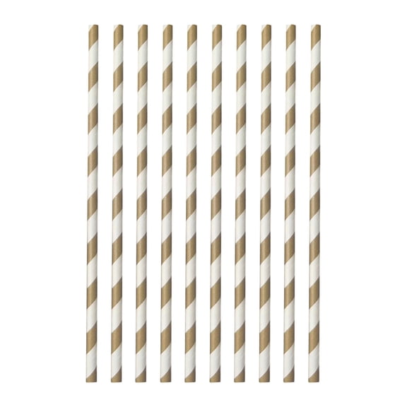 KUNPENG Gold 2026 Graduation Decorations Party Plastic Straws - 10 Count Heavy Duty Disposable Cutlery for 2026 Grad Celebration, Gold White Graduation Party Decor for High School College University