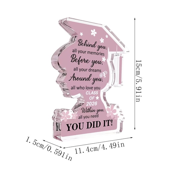 KUNPENG Graduation Decorations 2026, Graduation Gifts for Her Him, Class of 2026 Decorations, 3.1" x 2.4" Clear Acrylic Graduation Plaque, Small Graduation Sign Tabletop Decor for 2026 Grad Party