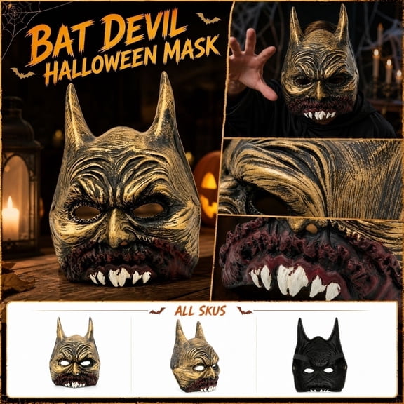 KUNPENG Halloween Bat Mask, Scary 3D Animal Monster Masks with Long Pointed Ears for Adult Cosplay Costume Parties, Creepy Demon Headwear Props for Carnival Masquerade Haunted House Decoration