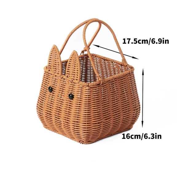 KUNPENG Hand-Woven Animal Shaped Picnic Basket - Faux Rattan Woven Gift Basket with Handle for Wedding, Easter, Photo Props & Home Storage, Portable Artisan Basket for Kids & Adults