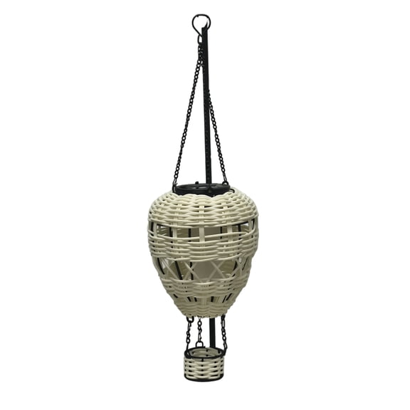 KUNPENG Hanging Solar Lanterns Outdoor, Hot Air Balloon Flickering Flame Wicker Rattan Light, Waterproof Decorative Garden Hanging Lights for Yard Patio Porch Tree Decor