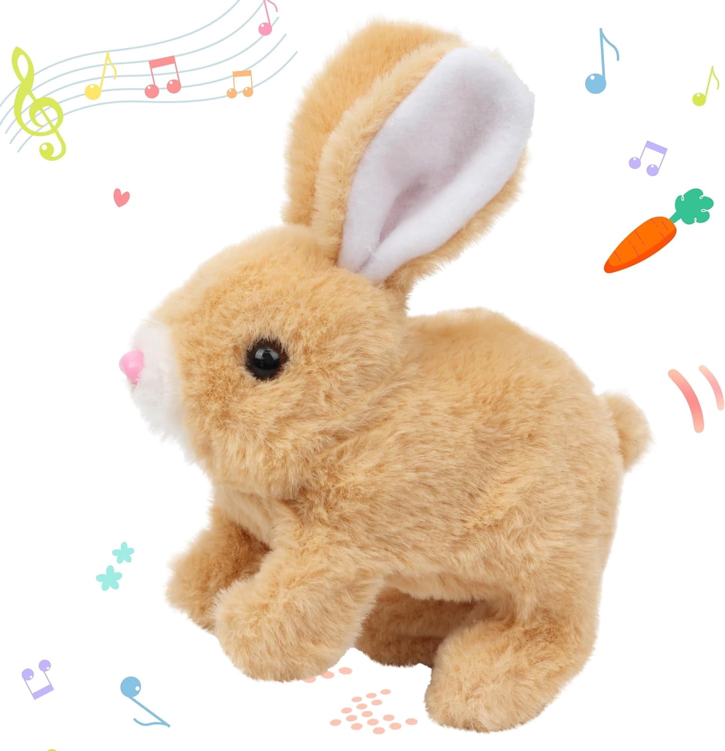 KUNPENG Interactive Electronic Pet Plush Bunny Toy, Hopping Rabbit with Sounds & Movements, Animated Walking Toy with Wiggling Ears & Twitching Nose, Easter & Birthday Gift for Toddlers & Kids