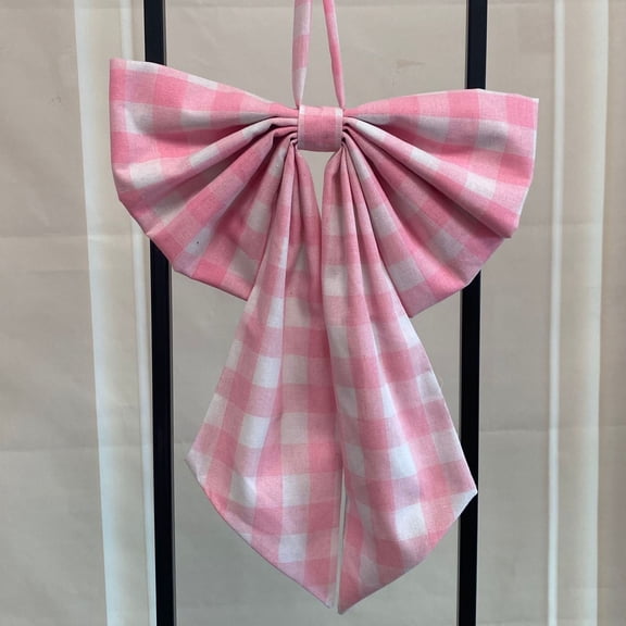 KUNPENG Large Decorative Bow Striped Plaid Gingham Wreath Bow for Front Door Home Decorative Objects Modern Rustic Farmhouse Porch Wall Hanging Decor Indoor Outdoor Cabinet Welcome Sign Bow Accent