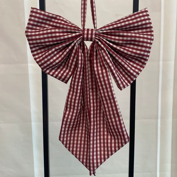 KUNPENG Large Decorative Bow Striped Plaid Gingham Wreath Bow for Front Door Home Decorative Objects Modern Rustic Farmhouse Porch Wall Hanging Decor Indoor Outdoor Cabinet Welcome Sign Bow Accent