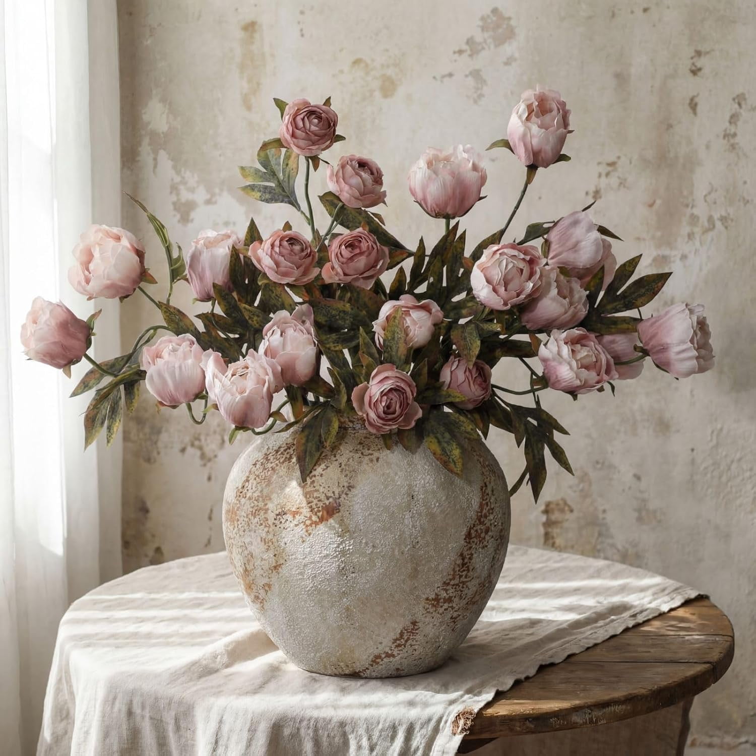 KUNPENG Mother's Day Flowers, Wedding Flowers, Artificial Peonies, Fake Flowers, Silk Peony Stems, Bridal Shower Decor, Vase Filler, Home Decoration Brownish*4