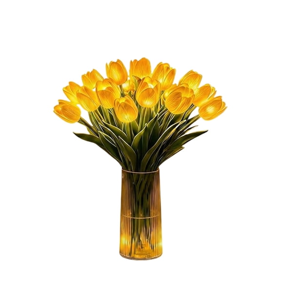 KUNPENG Mother's Day Gift, 15-Head Tulip Night Light, LED Atmosphere Lamp, Artificial Flower Bouquet Table Lamp, DIY Creative Room Decor, Aesthetic Floral Light for Bedroom, 13.5" x 8"