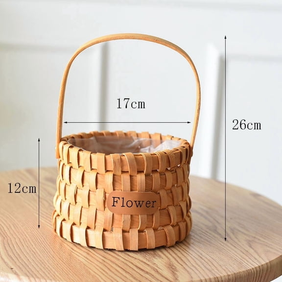 KUNPENG Mother's Day Wedding Gift Basket Woven Flower Basket for Flower Arrangement Small Wicker Basket with Handle Decorative Plant Pot for Bridesmaid Proposal Bridal Shower 6"-8"x4"