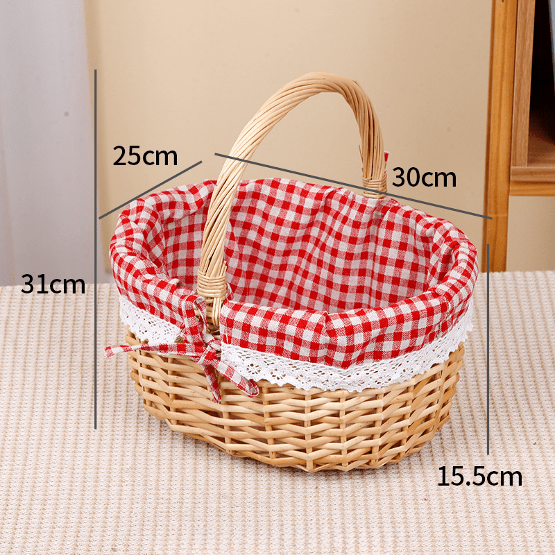 KUNPENG Natural Willow Woven Easter Picnic Gift Basket with Handle, Hand-woven Fruit & Egg Basket for Kitchen Countertop, Decorative Wicker Market Basket for Wedding, 4 Sizes