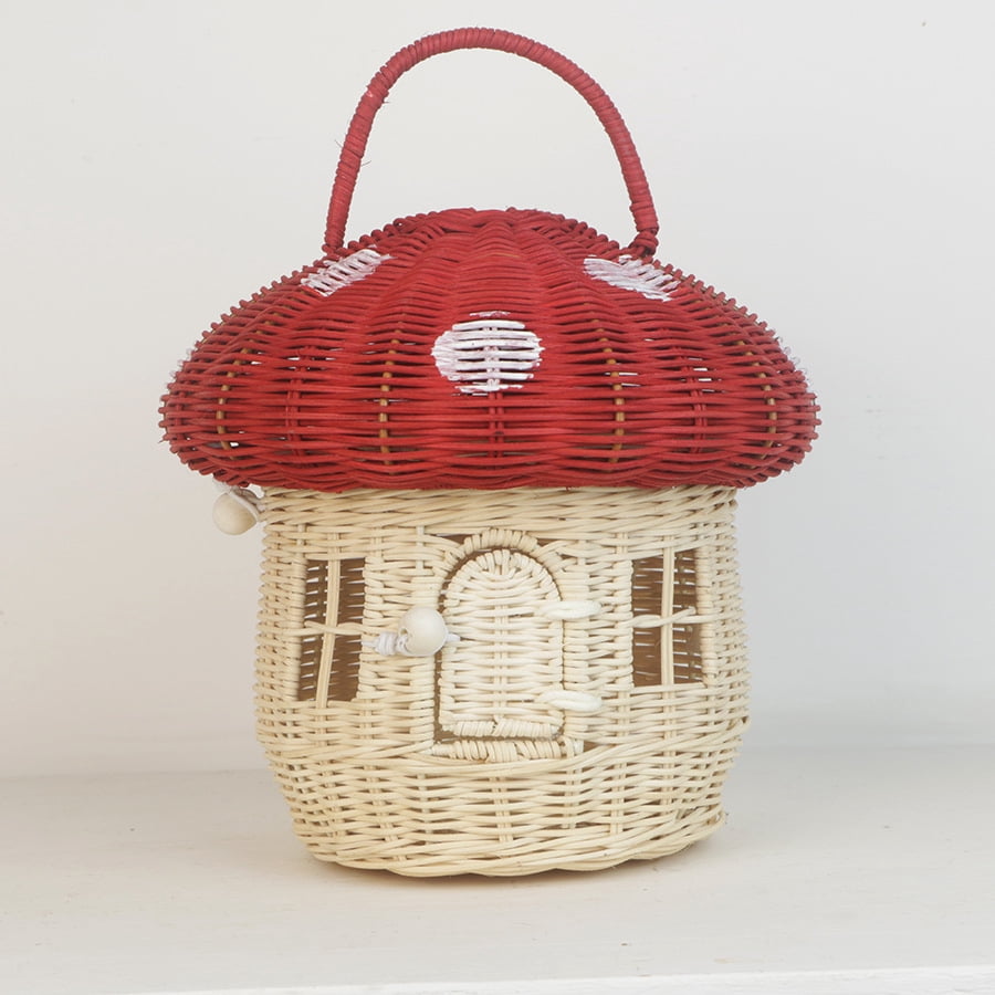KUNPENG Rattan Easter Mushroom Basket, Acorn & Pinecone Shaped Woven Storage Bin, Hand-woven Rattan Handbag for Holiday Gifts, Nursery & Boho Home Decor, Photography Prop, 4 Sizes