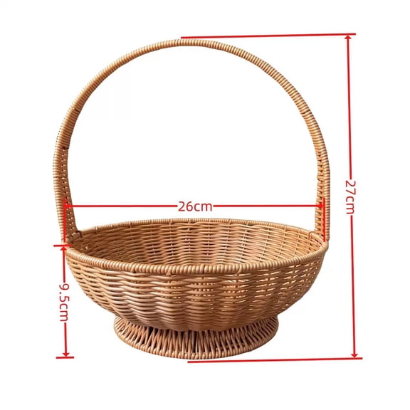 KUNPENG Rattan Picnic Basket with Handle, Woven Market Basket for Grocery & Fruit, Large Wicker Shopping Basket for Outdoor & Home Decor, High-Foot Storage Gift Basket, 10"x4"x11"