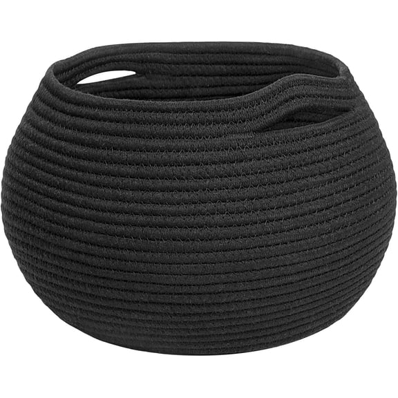KUNPENG Round Cotton Rope Woven Storage Basket with Handles, Decorative Woven Baskets for Organizing Nursery, Laundry and Toys, Large Wicker Basket Style Home Decor Bin, Neutral Two-Tone