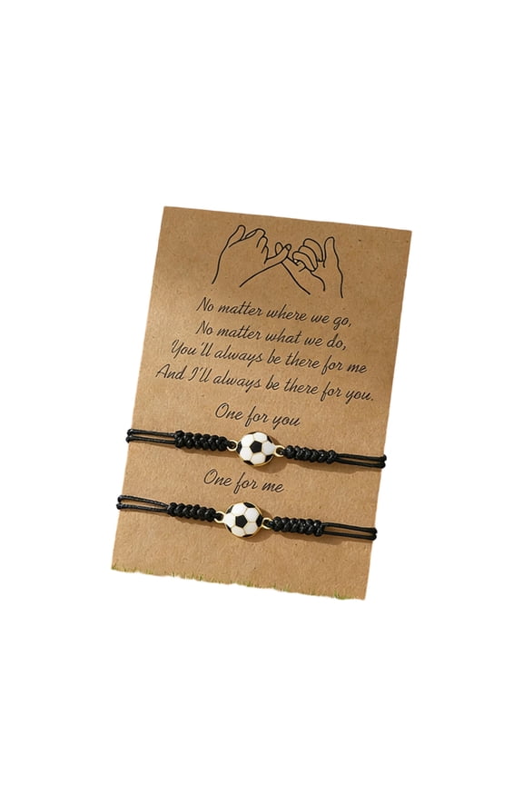 Soccer Jewelry, Soccer Ball Woven Bracelets, Set of 2, 4.10 Inches, Fashion Cartoon Braided String Wristbands, Handmade Sports Jewelry, Kids and Teens Team Spirit Gift
