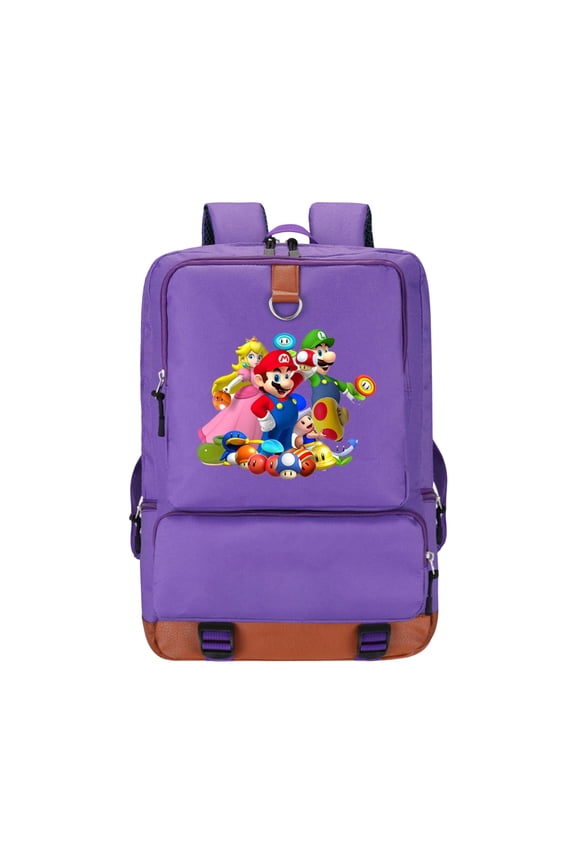 Teen Back to School School Backpack 17 Inch Super Bros Cartoon Laptop Bag for Bo'ys Gir'ls, Lightweight Large Capacity Elementary Student Bookbag Video Game Hero Travel Rucksack, Black