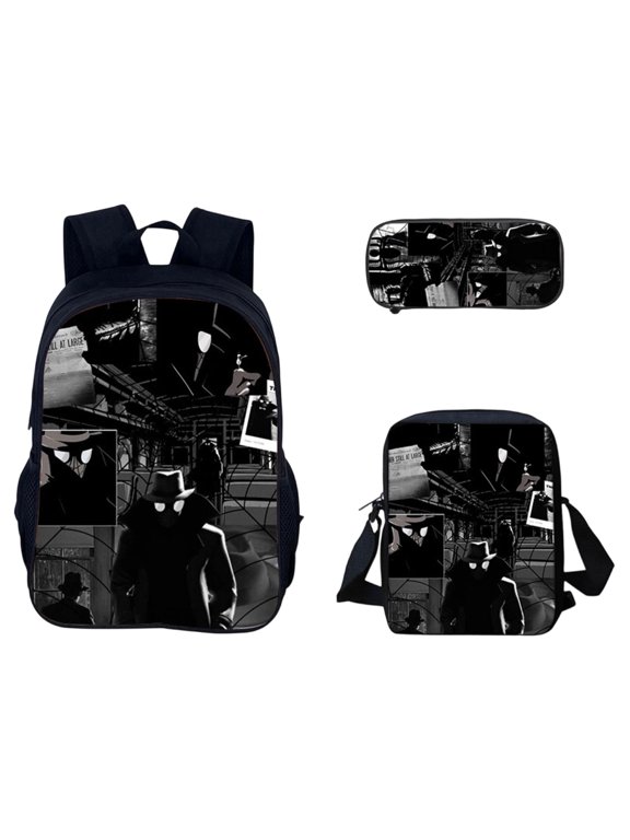 Teen Dark Noir Spidey Style Backpack Bo'ys Large Capacity Stealth Superhero Theme Elementary School Bookbag Durable Multi Pocket Water Resistant Student Travel Daypack Teens Holiday Gift Pack
