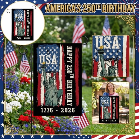 KUNPENG USA 250th Anniversary Garden Flag 12x18 Double Sided, 1776-2026 American Glory 250 Years of Journey July 4th Independence Day Outdoor Decor, Bald Eagle 3-Layer Blackout Polyester Banner