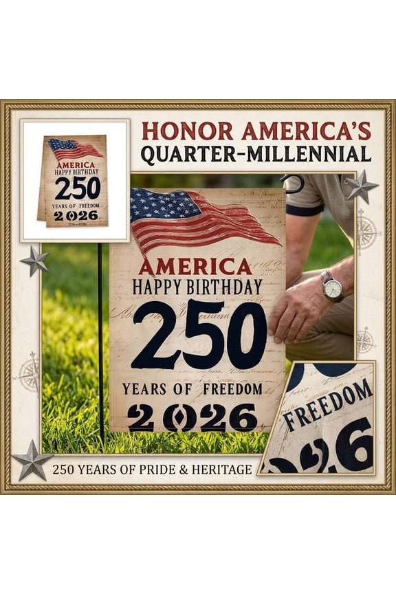 USA 250th Anniversary Garden Flag 12x18 Double Sided, 1776-2026 Happy Birthday America 250 Years Freedom July 4th Independence Day Outdoor Yard Decor, 3-Layer Blackout Polyester