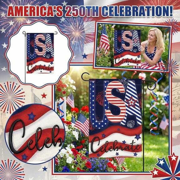 KUNPENG USA 250th Anniversary House Flag 14x38, 1776-2026 America's Celebration Vertical Banner, Double Sided 3-Layer Blackout Polyester, July 4th Independence Day Outdoor Yard Decorative Flag