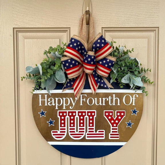KUNPENG USA Map Wooden Door Hanger, 4th of July Patriotic Wall Decor, American Flag Wooden Sign for Independence Day Memorial Day, Rustic Farmhouse Home Office Porch Hanging Ornament