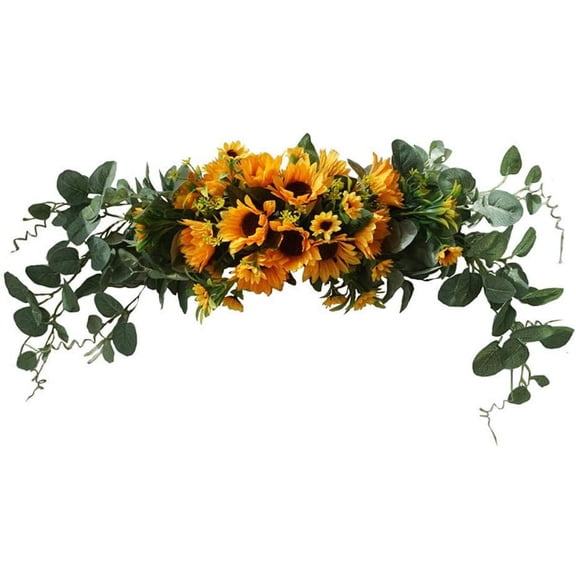 KUNPENG Wedding Arch Flowers, Wedding Decor, Floral Swag, Sunflower Decor, Flower Table Centerpieces, Mirror Decor, Mantel Decor, Rose Peony, 30"