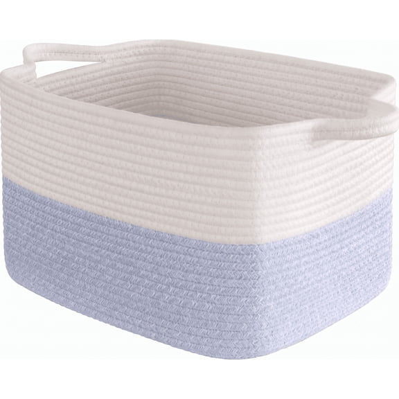 KUNPENG Woven Storage Baskets for Organizing, Cotton Rope Organizer for Dog  Books, Rectangle Shoe Basket for Shelves, Stylish Gift Baskets Empty with Handles, 13"x10"x9", Blue