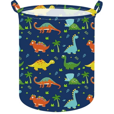 KUNRO Kids Dinosaur Collapsible Laundry Hamper, Blue