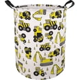 thumbnail image 1 of KUNRO Large Sized Round Storage Basket Waterproof Coating Organizer Bin Laundry Hamper for Nursery Clothes Toys, 1 of 7