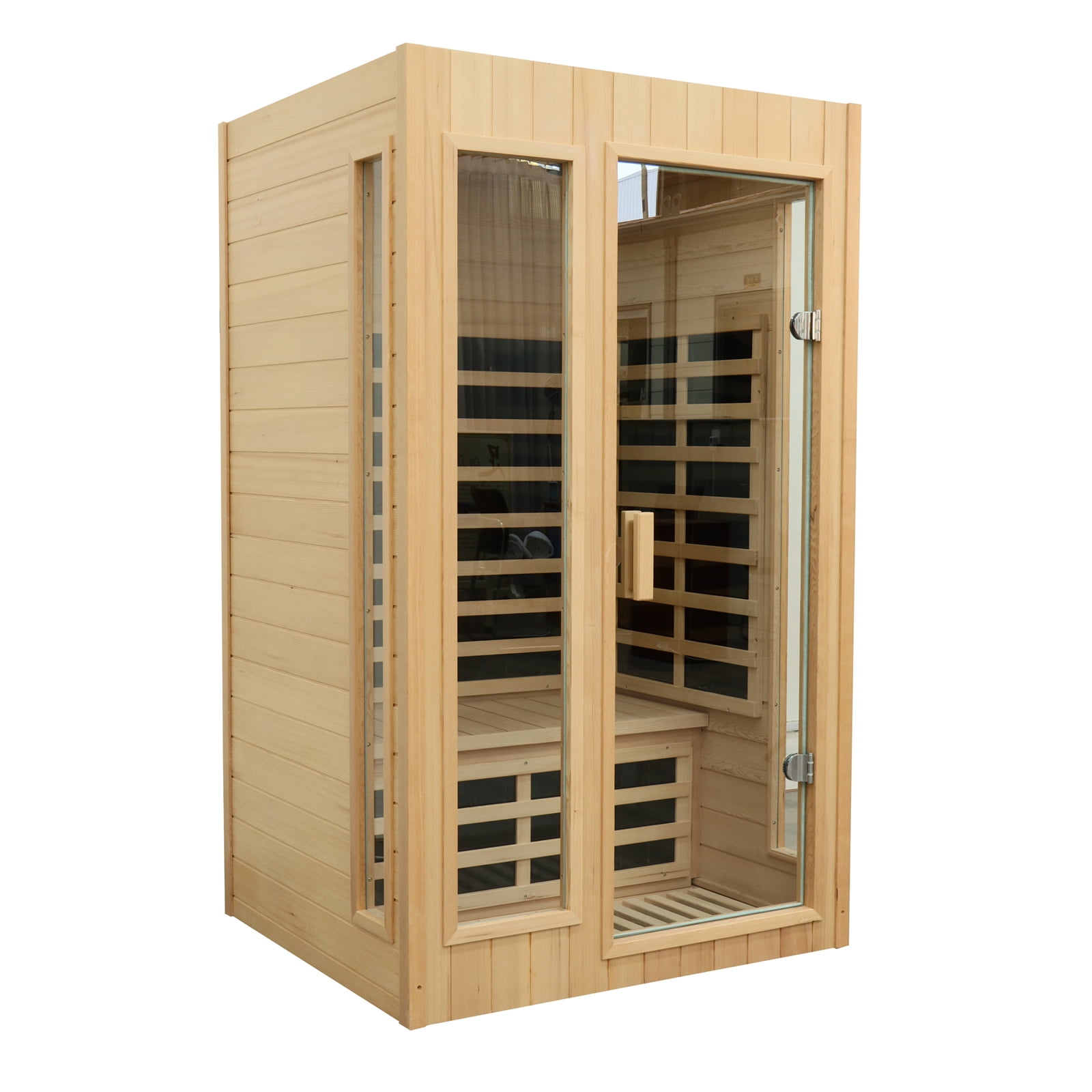 KUNSANA Far Infrared Sauna Canadian Hemlock 2 Persons Indoor Saunas Home Detox Spa 1500W