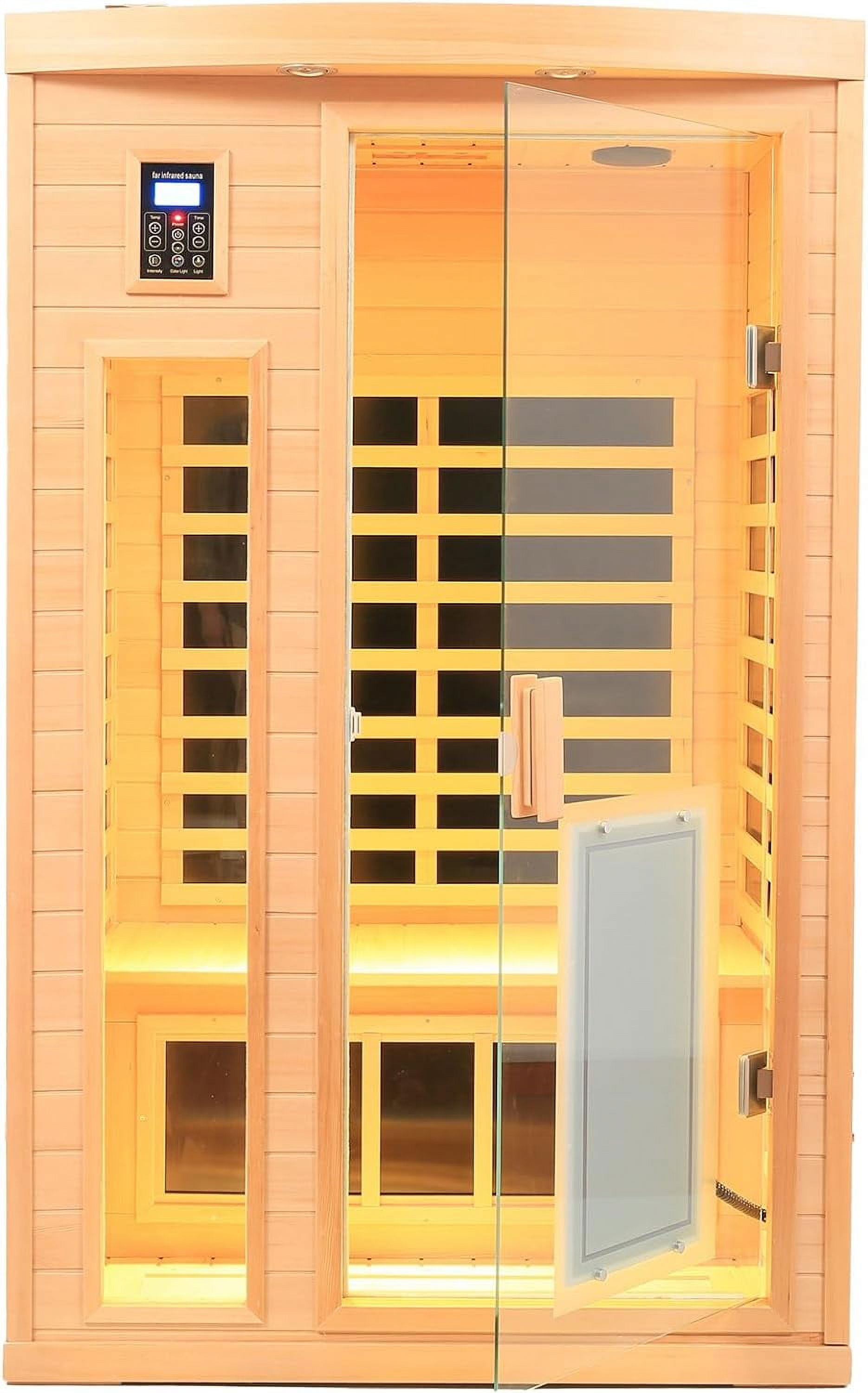 KUNSANA Far infrared sauna room,Two person size, Hemlock Wooden Far Infrared Sauna for Home