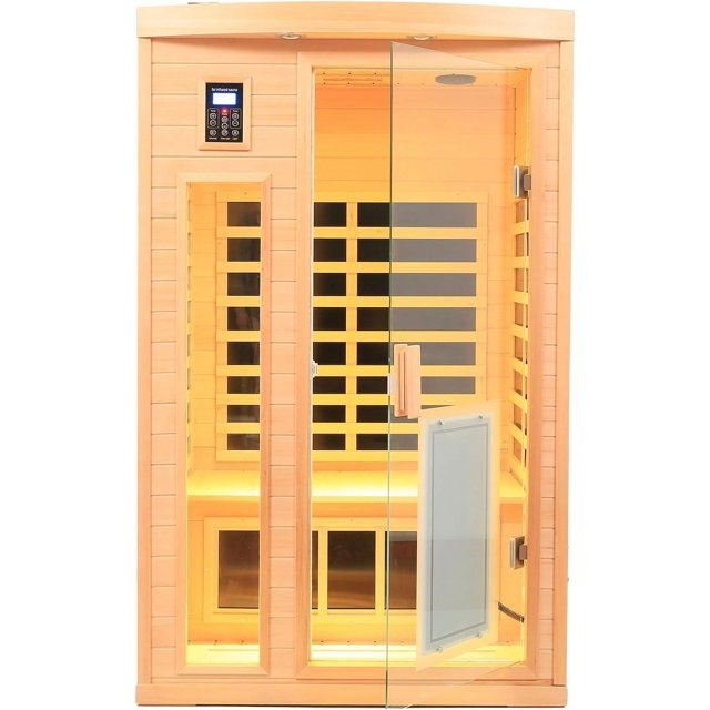 KUNSANA Personal 2Person Hemlock Wooden Far Infrared Sauna Room for