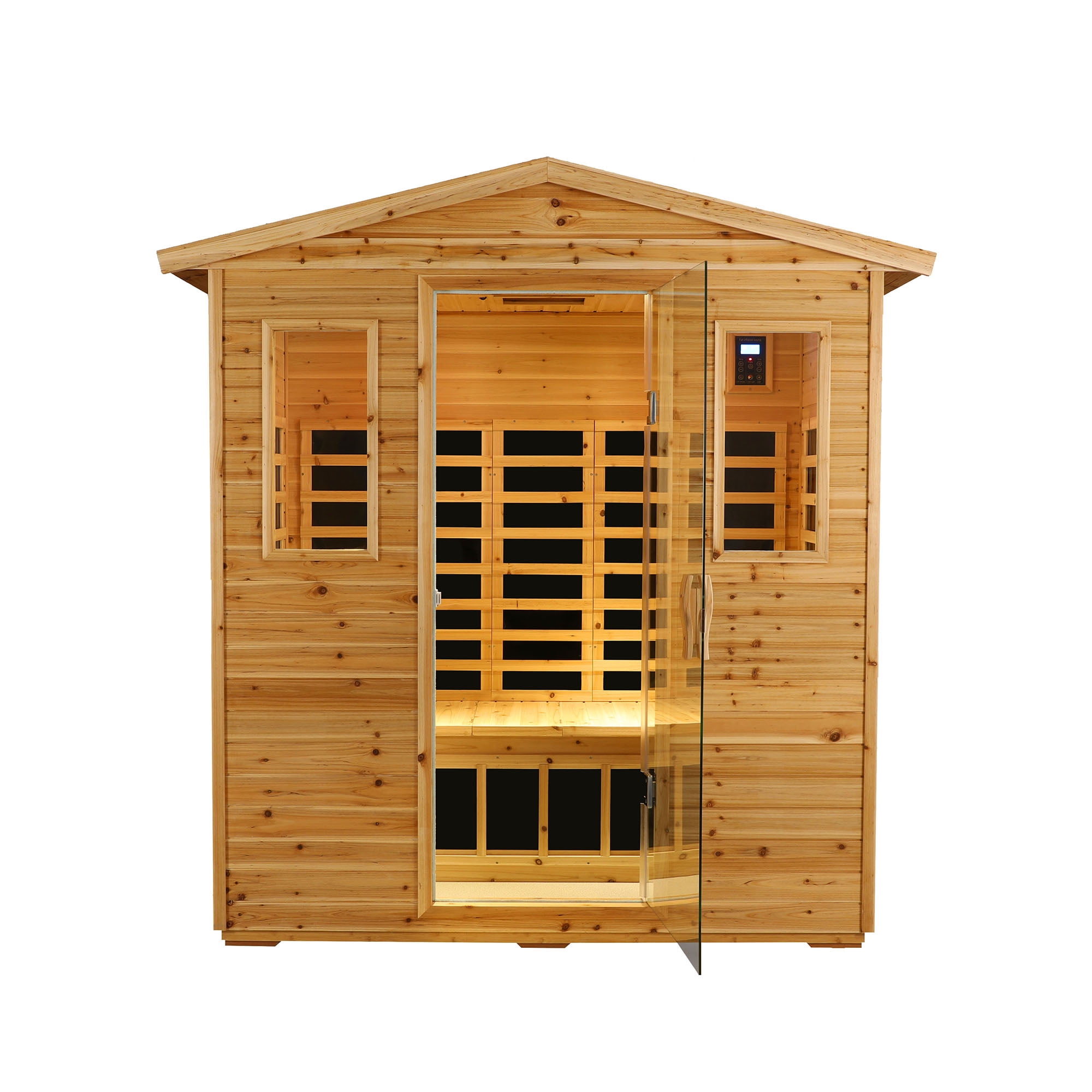 KUNSANA Outdoor Far Infrared Sauna For 3 Person Old Fir Wood Low EMF Full Spectrum 1950W
