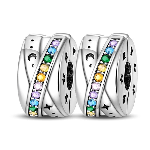 KUNSIR 2PCS Stopper Clip Charms for Bracelet Necklace, Spacer Beads Mother's Day Christmas DIY Gift for Women
