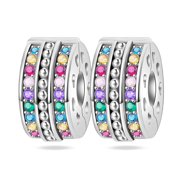 KUNSIR 2PCS Stopper Clip Charms for Bracelet Necklace, Spacer Beads Mother's Day Christmas DIY Gift for Women