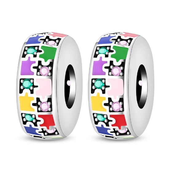 KUNSIR 2PCS Stopper Beads Charms for Bracelets Clip Spacer Charm Bracelet Stoppers