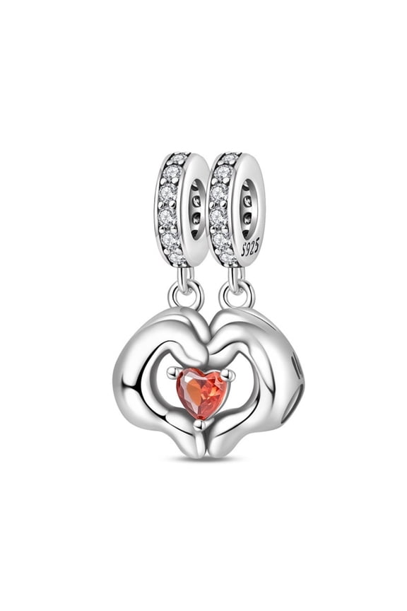 925 Silver DIY Charm Hand Heart Gesture Pendant For Bracelets Couple Gift