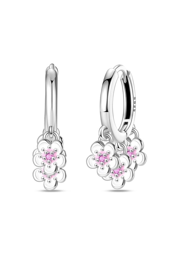 925 Silver Flower Cluster Earrings Women Drop Dangle Wedding Bridal Prom