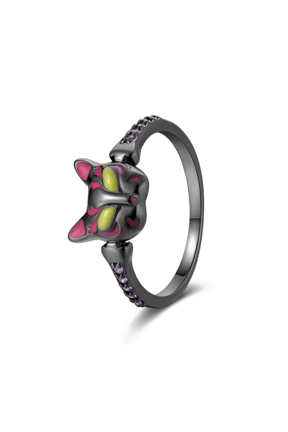 925 Sterling Silver Black Cat Ring For Women Halloween Party Jewelry Gifts Size 9