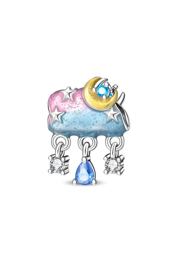 925 Sterling Silver Bracelet Charms AAA CZ Iridescent Cloud Beads Gifts