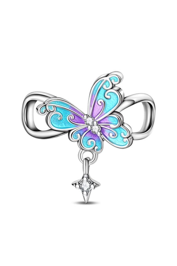 925 Sterling Silver Charm Blue Butterfly Dream Bead Charm For Bracelets