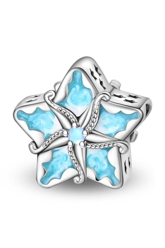 925 Sterling Silver Charm Blue Ocean Star Bead Charm For Bracelet Charm